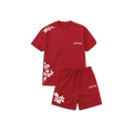 “Roses” Embroidered Set - bordeaux red
